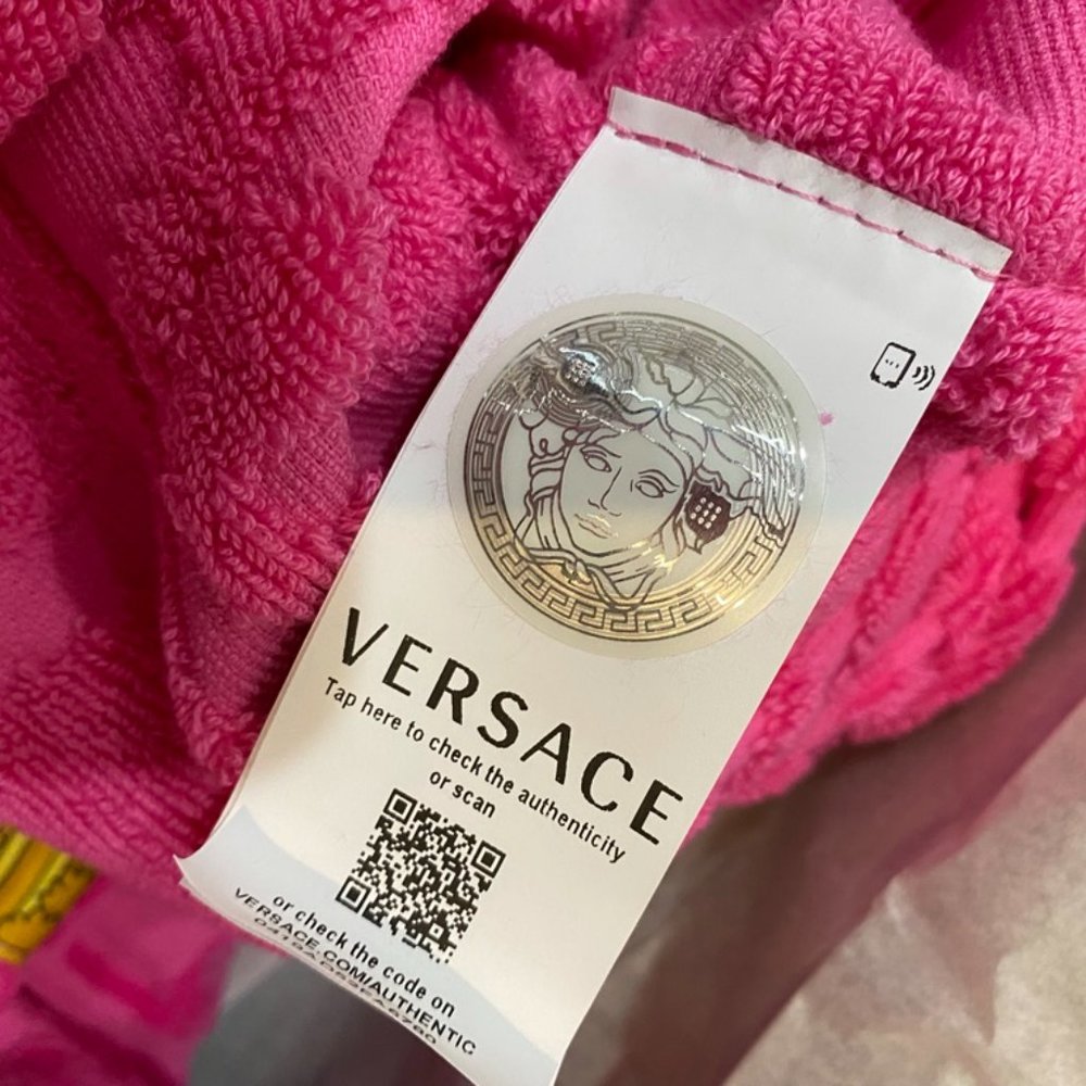 Authentic VERSACE I ♡ BAROQUE BATHROBE - Unisex Pink Size M - Picture 4 of 9